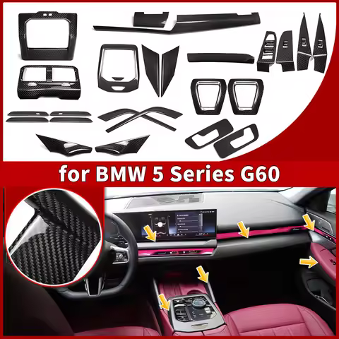 Real Carbon Fiber Interior Exterior Trims Package For BMW 5 Series G60 I5 M60 G61 G90 530i 540i 2024