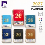 2027 A5 Spiral Planner Notebook with Index Tabs Hourly Schedule Agenda Random Color Dispatch