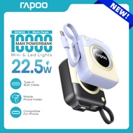 Rapoo Power Bank RPM10 10000mAh 20W Fast Charging Powerbank Built in Cables Portable Charger Externa