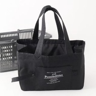 日本 Honeys 黑色保溫帆布 購物袋型 可摺疊 手挽袋