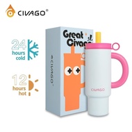 CIVAGO(36oz/1080ml)316L Stainless Steel Straw Tumbler Large-Capacity Vacuum Insulated Car Mountable 