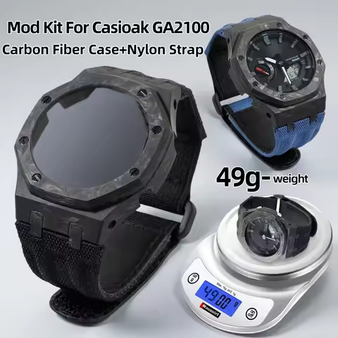 Mod Kit For Casioak GA2100 Carbon Fiber Case+Nylon Strap For Casio GA-2100/2110/B2100 GM-2100 GBM210