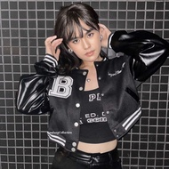 BEYOUND CROP BASEBALL JACKET | VERSITY CROOPE JACKET | WOMEN'S BASEBALL JACKET