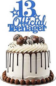 Tyqour 13th Birthday Cake Decoration Blue Official Teenager 13th Birthday Cupcake Toppers 13 Happy B
