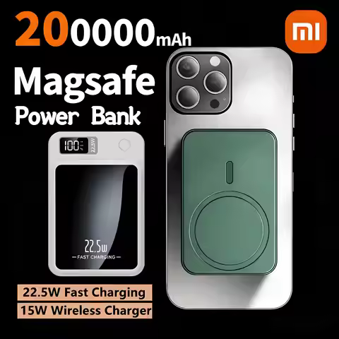 Xiaomi 200000mAh Magnetic PowerBank Wireless Fast Charger For Magsafe Portable Auxiliary Battery Pac