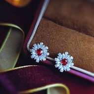 財富•健康•愛情|高級無燒緬甸鴿血紅寶石0.8克拉-純銀日系耳環