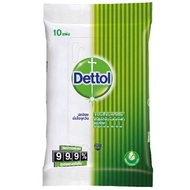 Dettol เดทตอล สำหรับเช็ดทำความสะอาดมือและผิว ใน 1แพ็ค10แผ่น