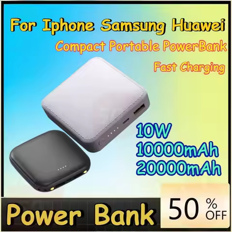 10W 10000mAh 20000mAh Mini Power Bank High-Capacity Compact Portable PowerBank for Iphone Samsung Hu
