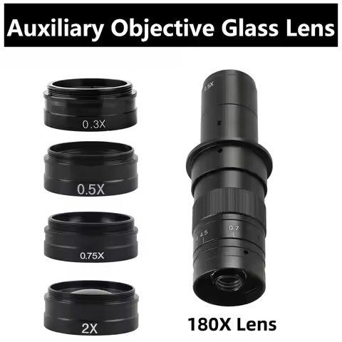 2.0X 0.75X 0.5X 0.35X Barlow Auxiliary Objective Glass Lens For 180X C MOUNT Lens Portable Industry 