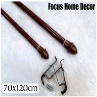 Extendable Metal Wooden Curtain Rod Good for Black Out Curtains, Set with Brackets&amp;Screws S