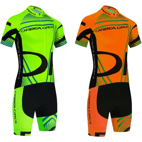 New Fluor Green Cycling Jersey ORBEA ORCA Bike Jersey Shorts Set Men Women Quick dry Ropa Ciclismo P