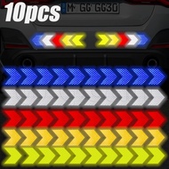 10Pcs Arrow Shaped Auto Reflective Stickers / Self-adhesive Strong Car Reflective Tape / Waterproof 