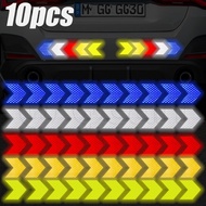 10Pcs Arrow Shaped Auto Reflective Stickers / Self-adhesive Strong Car Reflective Tape / Waterproof Bicycle Motorcycle Accessories / Creative Colorful Night Anti-collision Decals