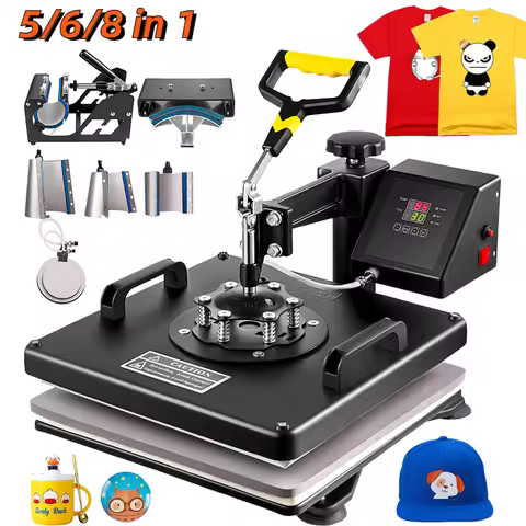 SucceBuy Combo Heat Press Machine 5/6/8 in 1 30*38CM 38*38CM Muntifunctional Sublimation Printer Tra