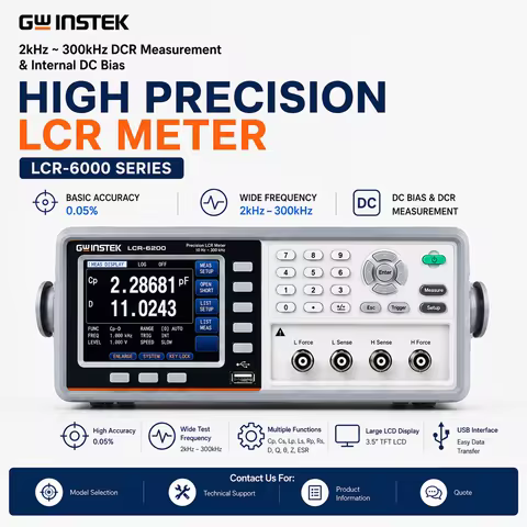 GW Instek LCR-6300 Precision Component Analyzer Digital LCR Tester for Capacitor Inductor Resistance