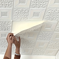 10/20pcs 3D Wall Tile Stickers, Foam Peel And Stick Wall Panels, Waterproof Ceiling Tiles, Easy To A