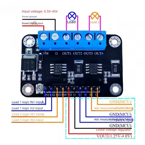 Drv8870 High-Power Dual-Channel Motor Drive Module Dc Driver 6.5V-45V PWM Speed Regulation Board Wit
