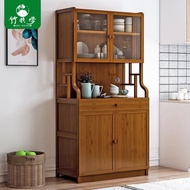 Bamboo Kitchen Shelf Microwave Oven Shelf Sideboard Cabinet Food Cupboard Floor Multi-Layer Storage 