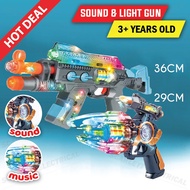 Shooting Toy Gun with LED Light & Sound Effects Vibrating Rifle / Pistol Mainan Berputar Berlampu