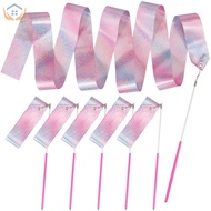 6Pcs Dance Ribbons 78.7 Inch Sparkling Ribbon Streamers Rhythmic Gymnastics Twirling Ribbons Silk Ri