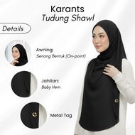 Karants Tudung bawal chiffon segi empat dengan hiasan bar logam bulan, polos,perlindungan menyeluruh