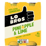 Lo Bros Organic Kombucha - Pineapple & Lime 4 x 250ml