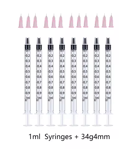 1ml Syringes+34G4MM+32G4MM+30G4MM Injection Needles Drawing Needles Injection Tool Sharp Pointed Nee