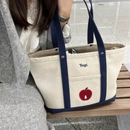 Tag! Tag! Apple Color Matching Commuter Retro Tote Bag Casual Canvas Shoulder Bag