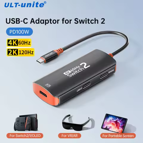 4K60hz USB-C Hub for Nintendo Switch 2/Oled 2K120Hz Type-C Switch Adapter 10Gbps 100W Docking Statio