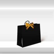 HITAM Paper BAG Black Plain Gold Ribbon - PAPER BAG - CUSTOM PAPER BAG - Black PAPER BAG - Nice PAPER BAG - Glossy PAPER BAG