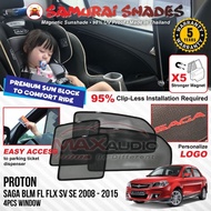 (5-Yrs Warranty) PROTON SAGA BLM FL FLX SV SE SAMURAI SHADES Premium Magnetic Sunshade Car Sun Shade