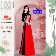3D Printed Ao Dai with Mixed Color Patterns, High Quality Japanese Silk Material Code K1 All Sizes 4