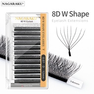 NAGARAKU W Shape 8D Eyelash Extensions Extra Fluff Mega Volume False Eyelashes Dense 8D Bundle