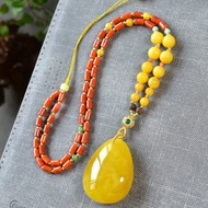 天然俄料蜜蠟水滴吊墜 滿蜜雞油黃天然流動紋 蜜滿蠟實