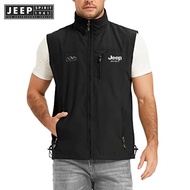 Jeep Spirit 1941 Estd Summer Outdoor Mens Vest Soft Shell Multi Pocket Hiking Photography Golf Vest