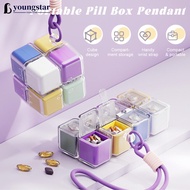 YOUNGSTAR 8-grid Pill Storage Container Portable Sealed Medicine Box with Chain Used for Daily Trave
