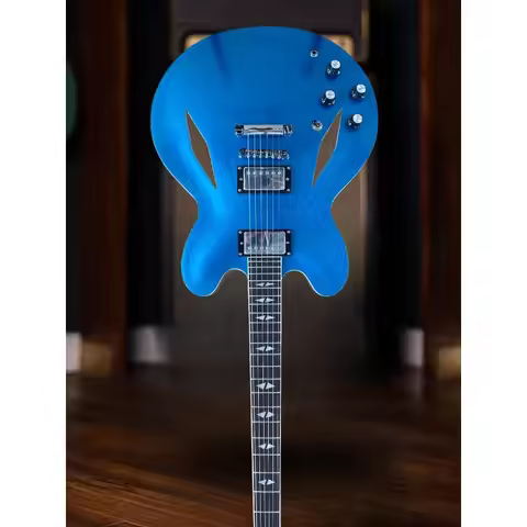 Double-Cut Metallic Blue DG 335 Electric Guitar Semi-hollow Maple Rich and Mellow Tone