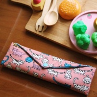 文青風環保筷袋 ~轉角愛上貓 粉 收納包.環保筷袋.手作餐具袋