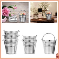 10pcs Mini Snack Bucket Candy Storage Barrel Biscuit Packing Food Container Silver Cookie Tin Plasti