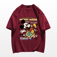NFV มาใหม่✨ลายพิมพ์มิกกี้เมาส์ แขนสั้น คอกลม เสื้อยืด โอเวอร์ไซซ์ ระบายอากาศ ผ้าคอตตอน YG64