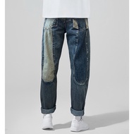 Evisu Evisu Stitching Jeans Men Distressed Washed Loose Trousers