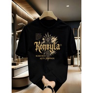 Men's Kombyla Script & Cyrillic Logo Graphic T-Shirt - White Casual Short Sleeve Tee with Golden Pri