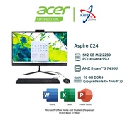 ACER ASPIRE C24-2G-57430W11 23.8" ALL-IN-ONE DESKTOP PC ( R5-7430U 16GD4 512SSD / 23.8" FHD / W11H /
