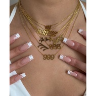 Angel Number chains European American ins Lucky Number Combination Stainless Steel Necklace Men Wome