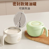 Ceramic Lard Jar Household 304 Stainless Steel Oil Pot Sealed Seasoning Jar Large Capacity Meat Oil 