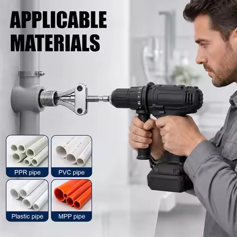 Pipe Thread Extractor Tool, 1/4in Shank Broken Pipe Remover for 1/2in 3/4in 1in PVC PPR MPP Plumbing