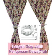 *SIAP JAHIT HOMEMADE* LANGSIR TINGKAP DAN PINTU VANTAGE LANGSIR RUMAH KAMPUNG GUNA TALI / DAWAI / CU