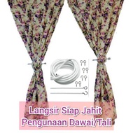 *SIAP JAHIT HOMEMADE* LANGSIR TINGKAP DAN PINTU VANTAGE LANGSIR RUMAH KAMPUNG GUNA TALI / DAWAI / CURTAIN ROD