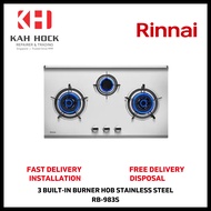 RINNAI RB-983S 3 BURNER BUILT-IN HOB STAINLESS STEEL - 1 YEAR MANUFACTURER WARRANTY + FREE DELIVERY