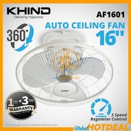 KHIND AF1601 16" Auto Fan 360 Degree Rotation 3 Control Speed 3 Years Warranty Ceiling Fan Bedroom Kitchen Kipas Siling